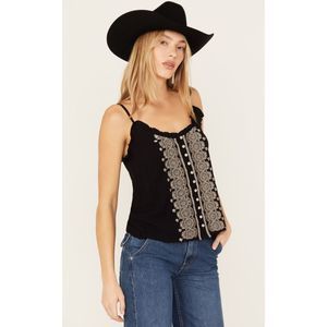 019 Shyanne Women's Beaded Tank Top Western / Boho Cami Size Large